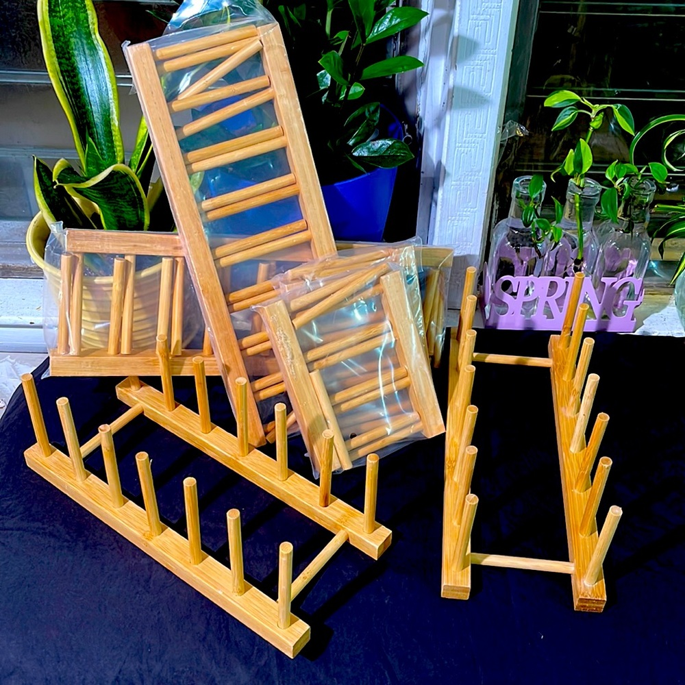 Set of 6 Bamboo dish rack